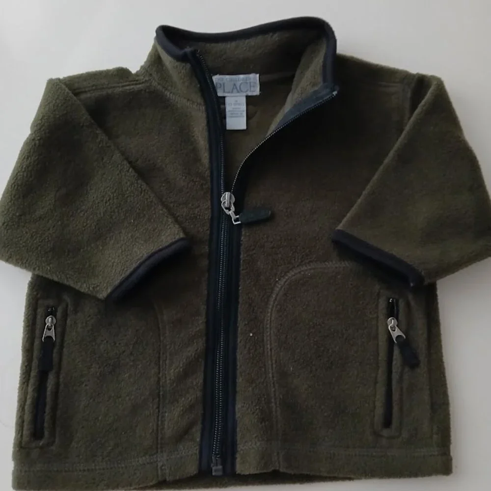 The Children's Place Olive Fleece Jacket - 3-9 months